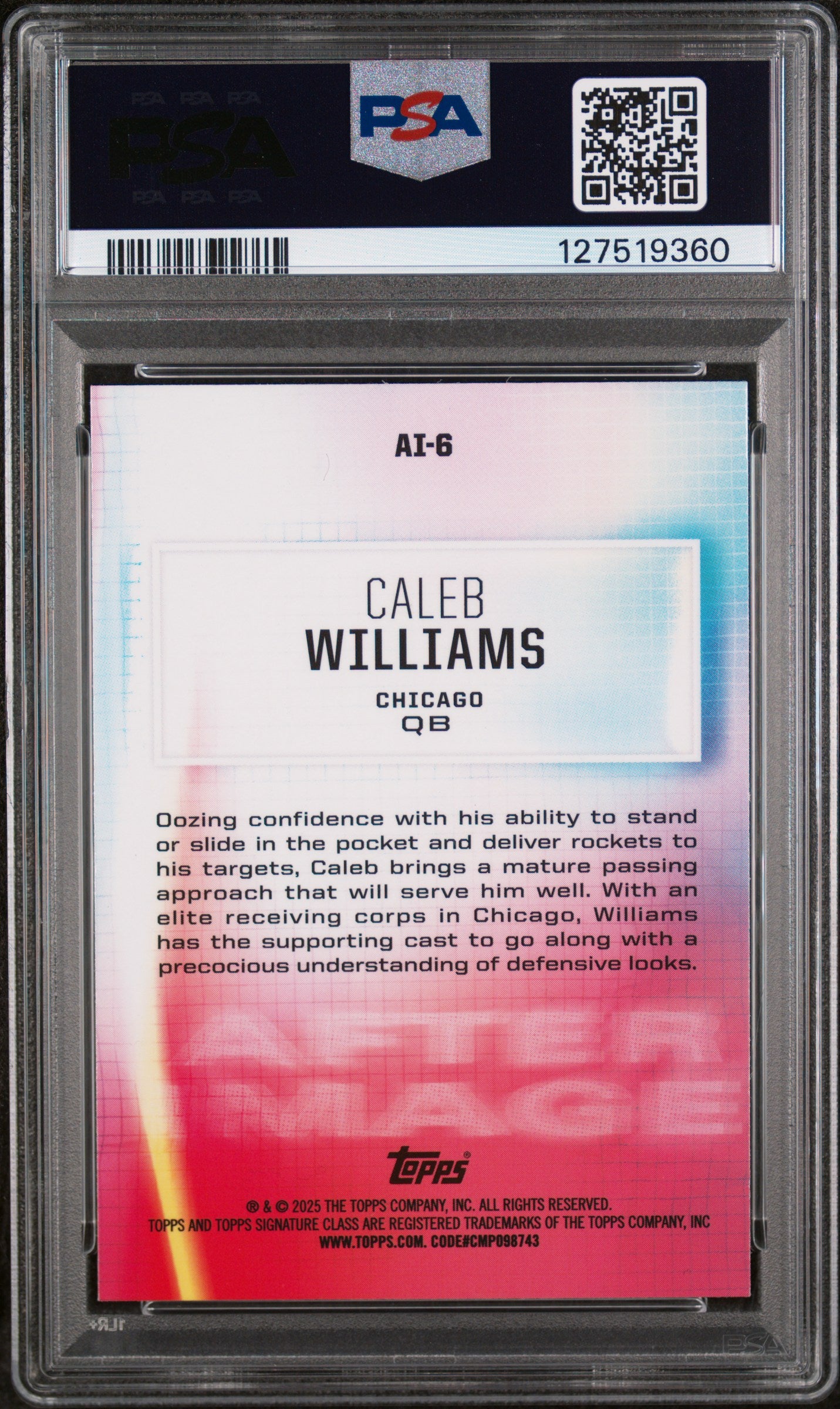 2024 Topps Signature Class After Image Caleb Williams #AI6 PSA 10