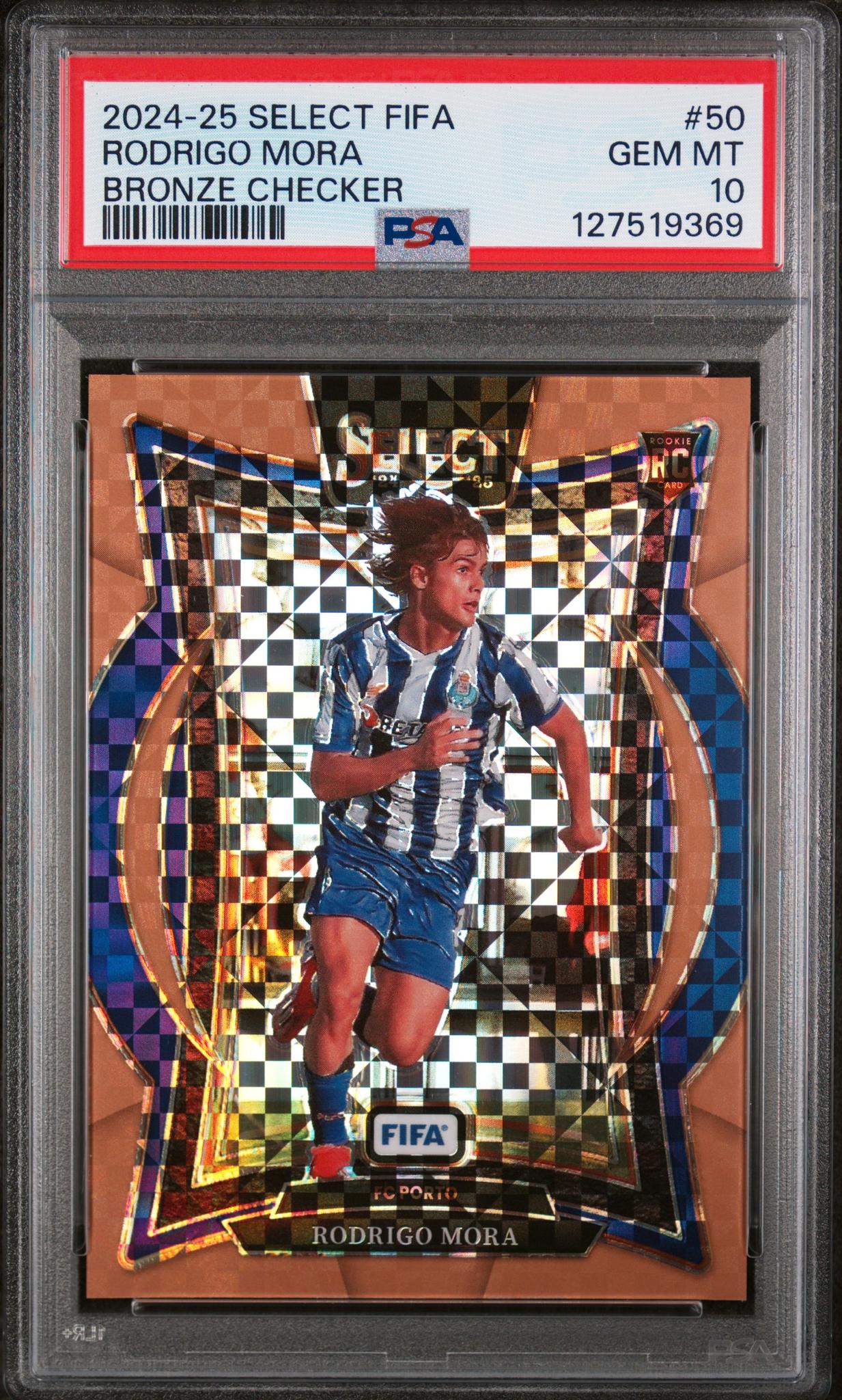 2024 Panini Select Fifa Bronze Checker Rodrigo Mora #50 /75 PSA 10