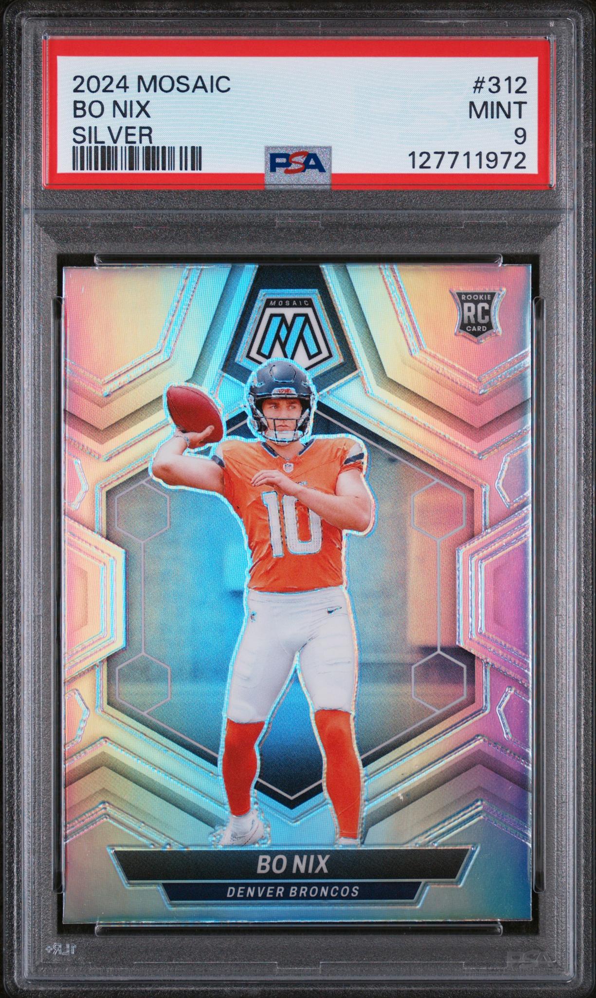 2024 Panini Mosaic Silver Bo Nix #312 PSA 9