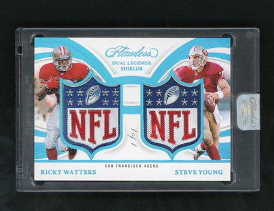 2025 Panini Flawless Dual Legends Shields Ricky Watters Steve Young #FDLS-SF 1/1