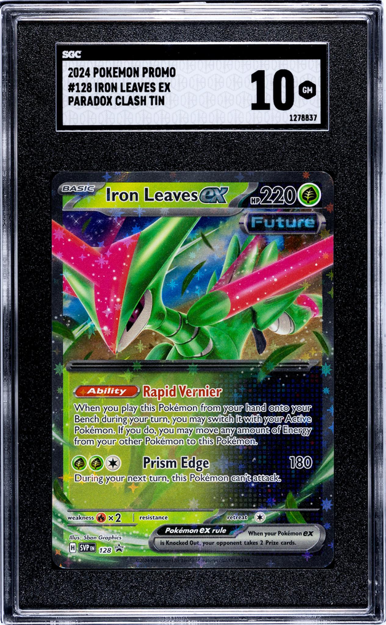 2024 Pokemon Promo #128 Iron Leaves EX Paradox Clash Tin SGC 10