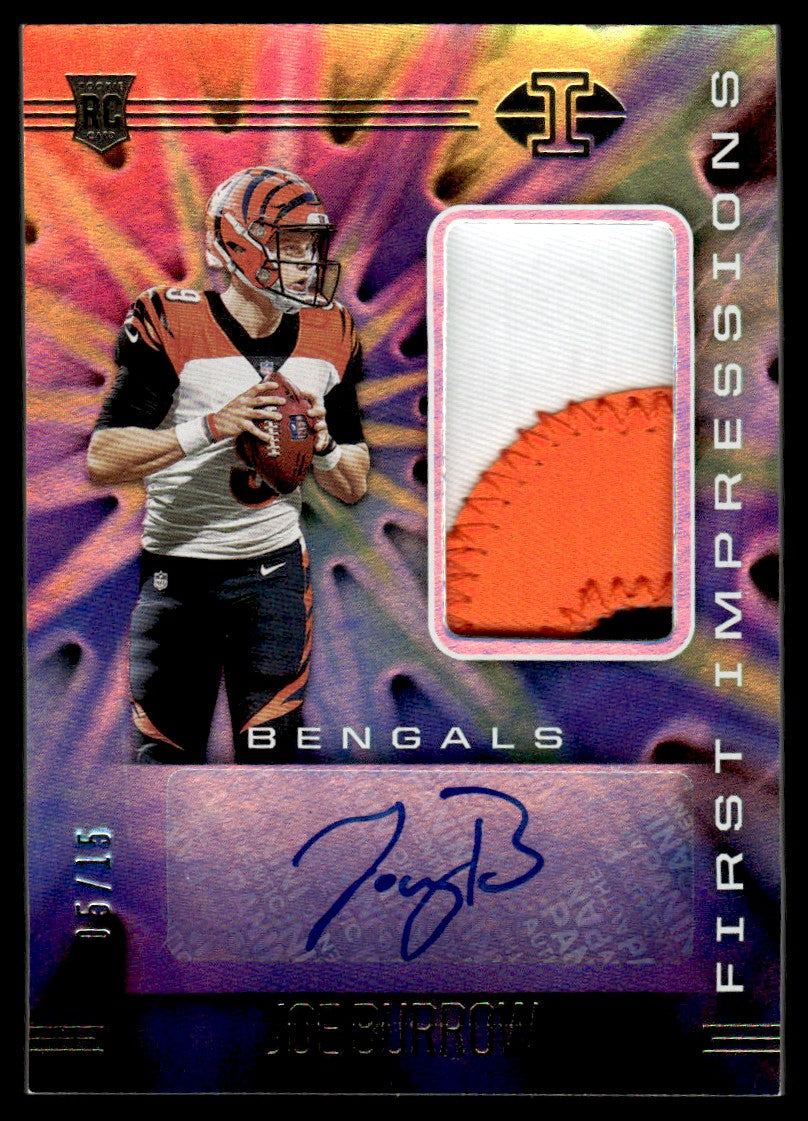 2020 Illusions #101 Joe Burrow Rookie Patch Auto /15