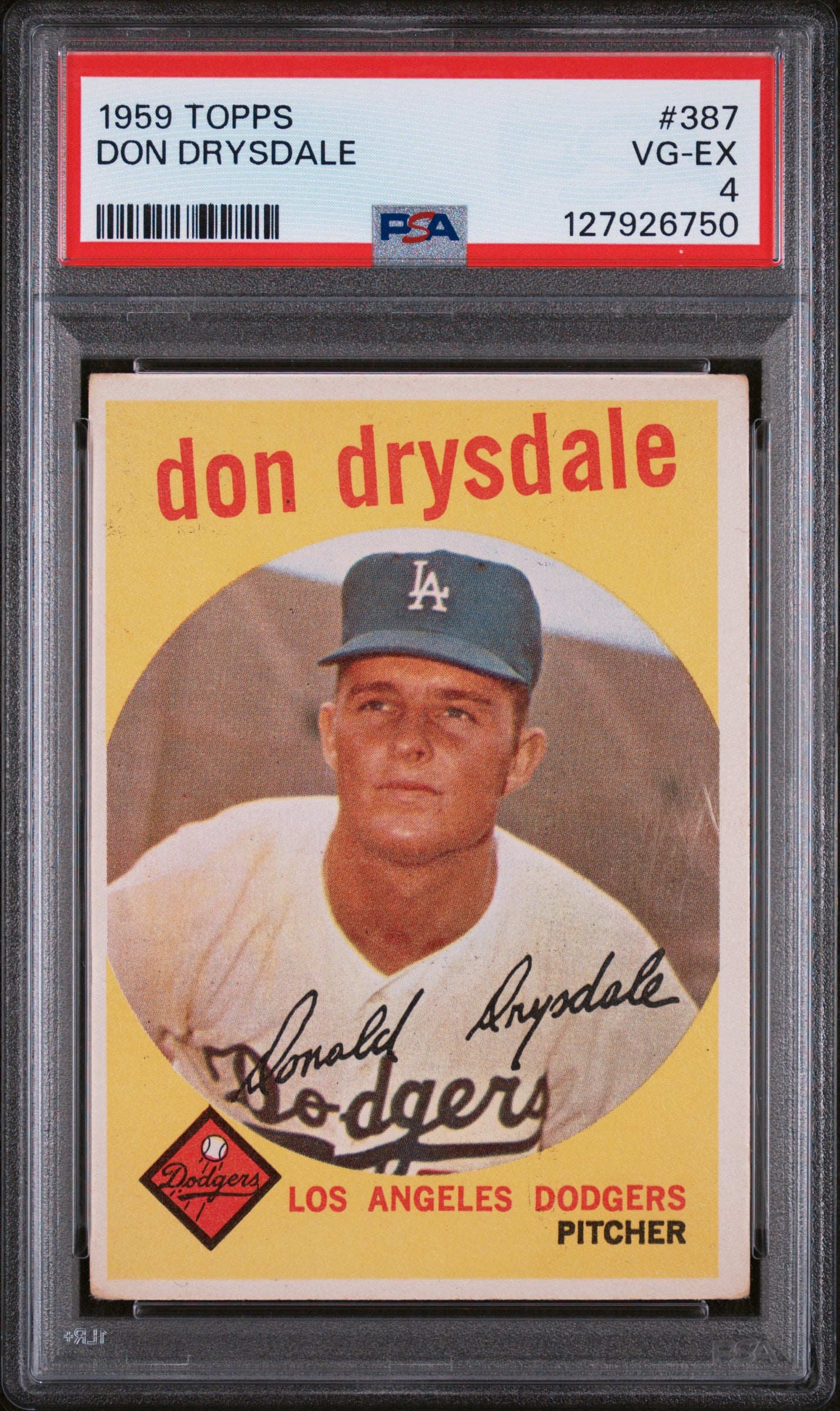1959 Topps Don Drysdale #387 PSA 4