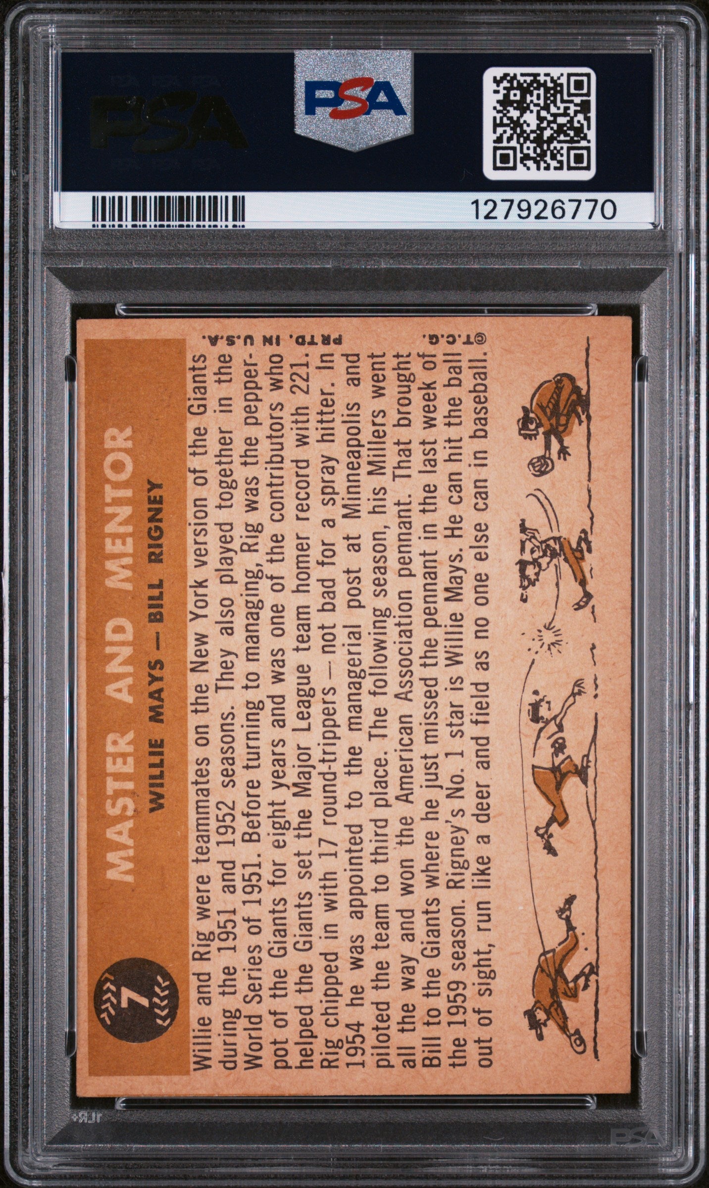 1960 Topps Master and Mentor Bill Rigney/Willie Mays #7 PSA 4