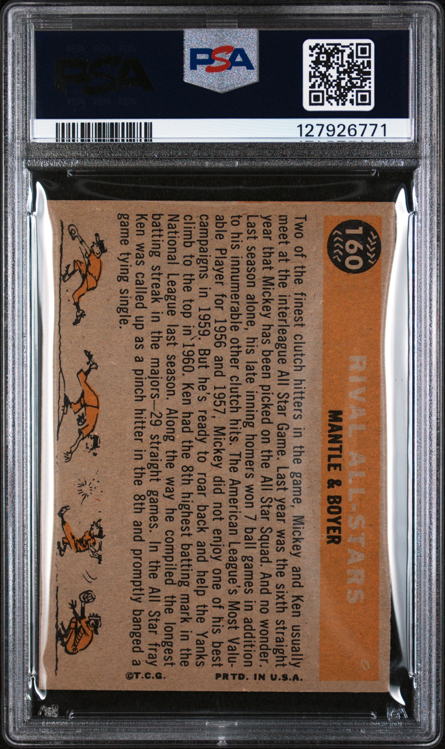 1960 Topps Rival All Stars Ken Boyer/Mickey Mantle #160 PSA 5