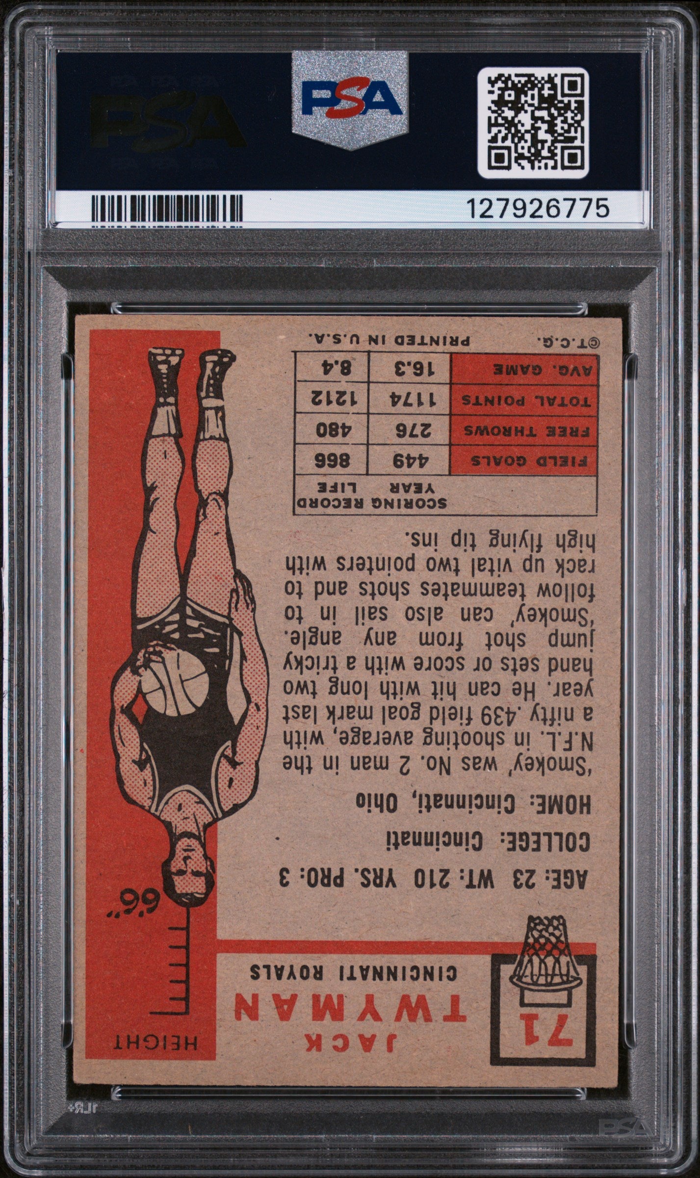 1957 Topps Jack Twyman Dp #71 PSA 6