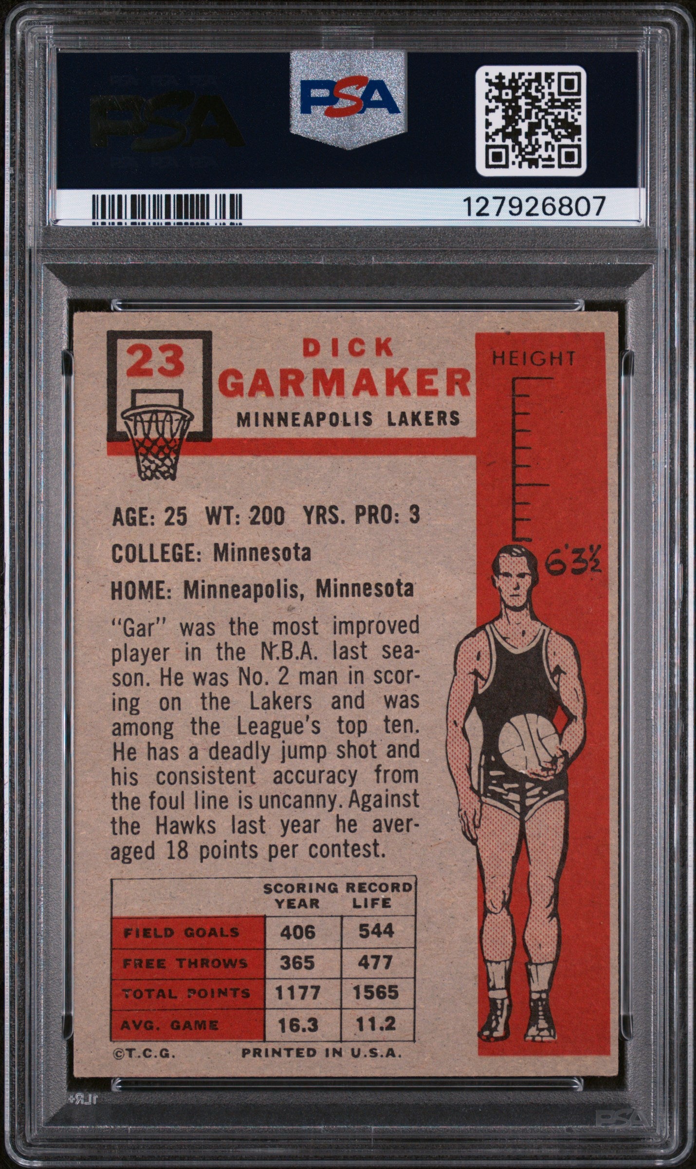 1957 Topps Dick Garmaker #23 PSA 5