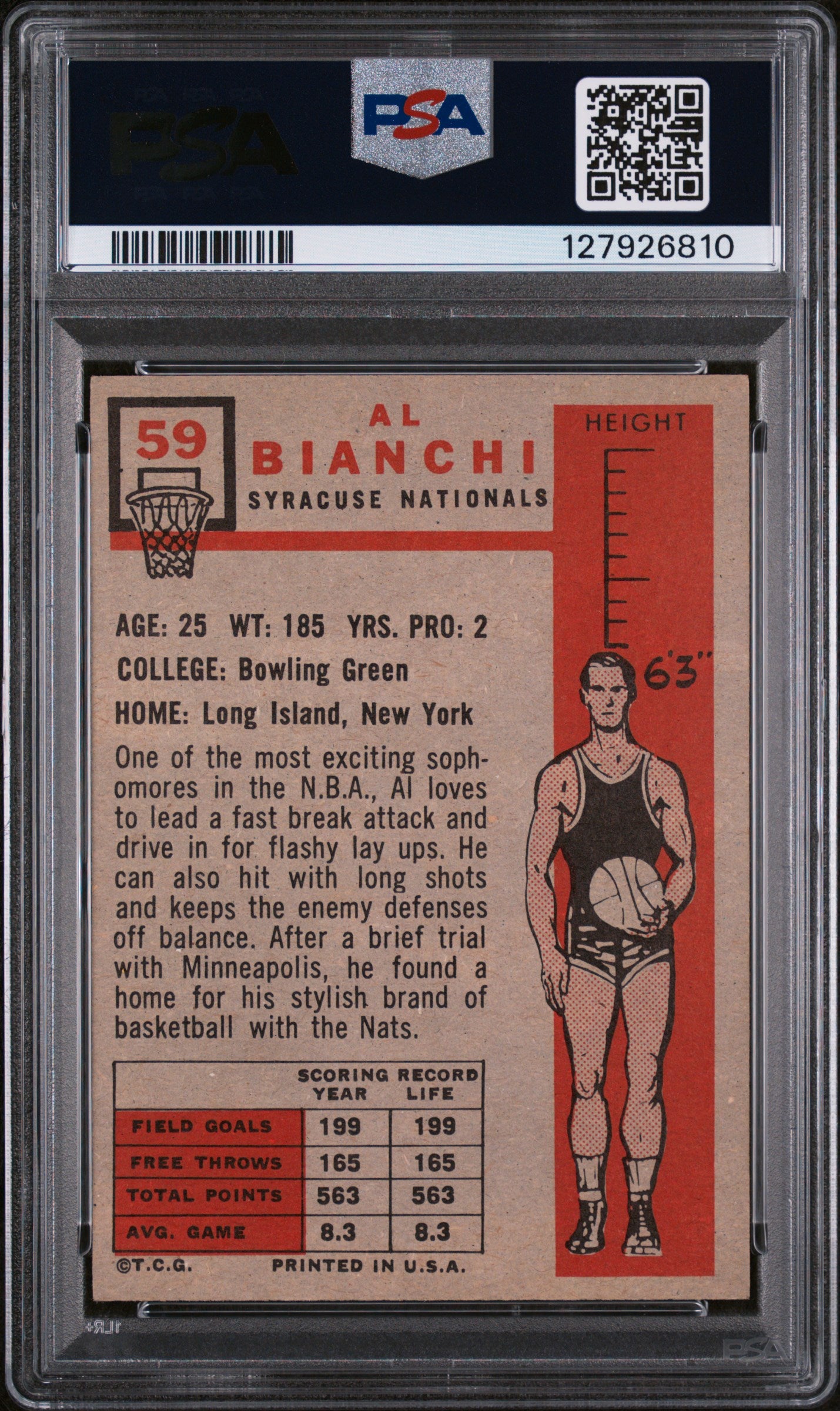 1957 Topps Al Bianchi #59 PSA 6