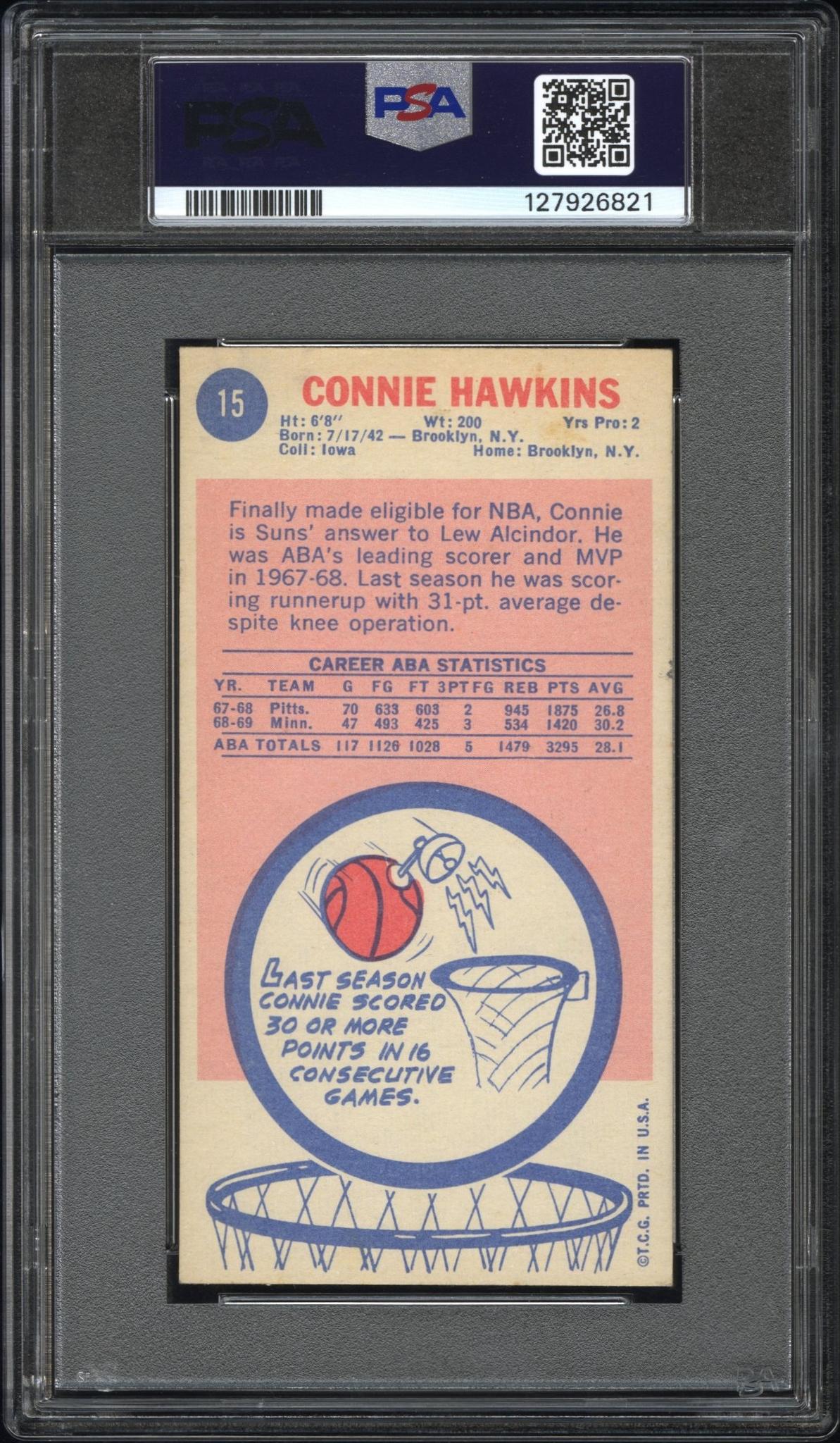 1969 Topps Connie Hawkins #15 PSA 5