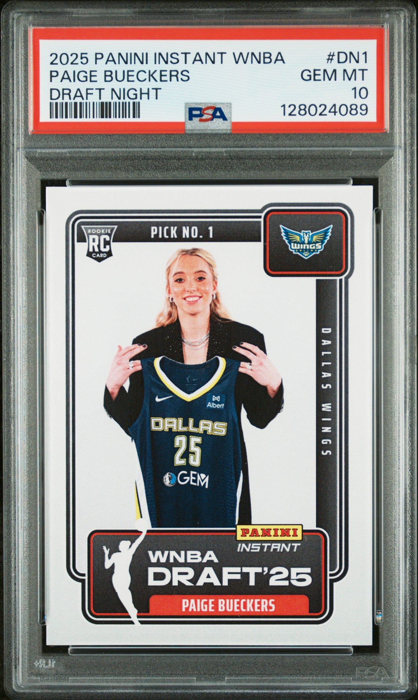2025 Panini Instant WNBA Draft Night Paige Bueckers #DN-1 /67412 /1 PSA 10