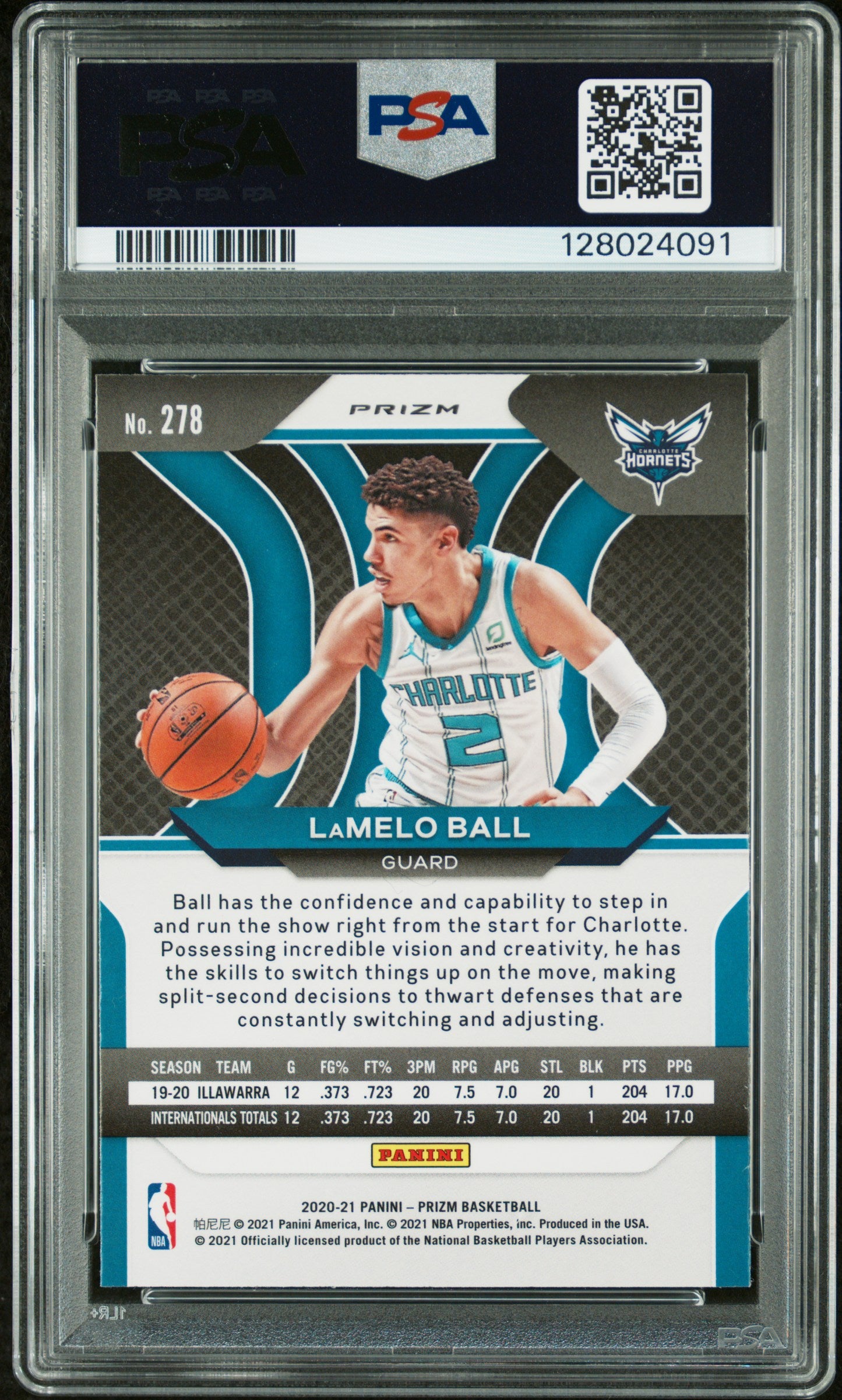 2020 Panini Prizm Hyper Prizm Lamelo Ball #278 PSA 9