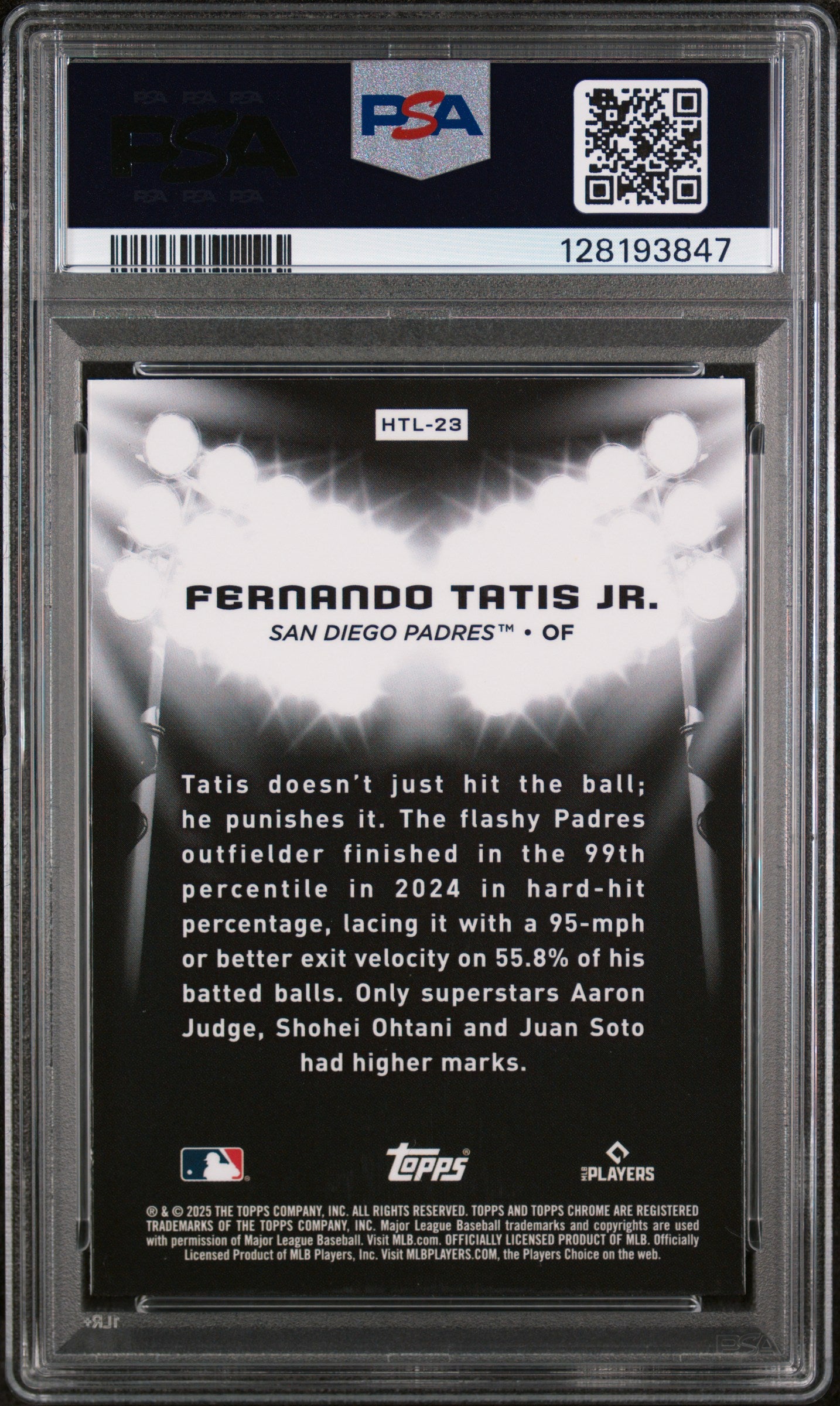 2025 Topps Chrome Black Hit the Lights Fernando Tatis #HTL23 PSA 9