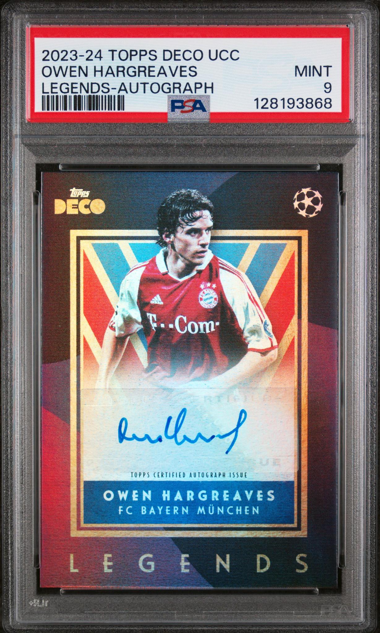 2023 Topps Deco UEFA Club Competitions Legends-Autograph Owen Hargreaves PSA 9