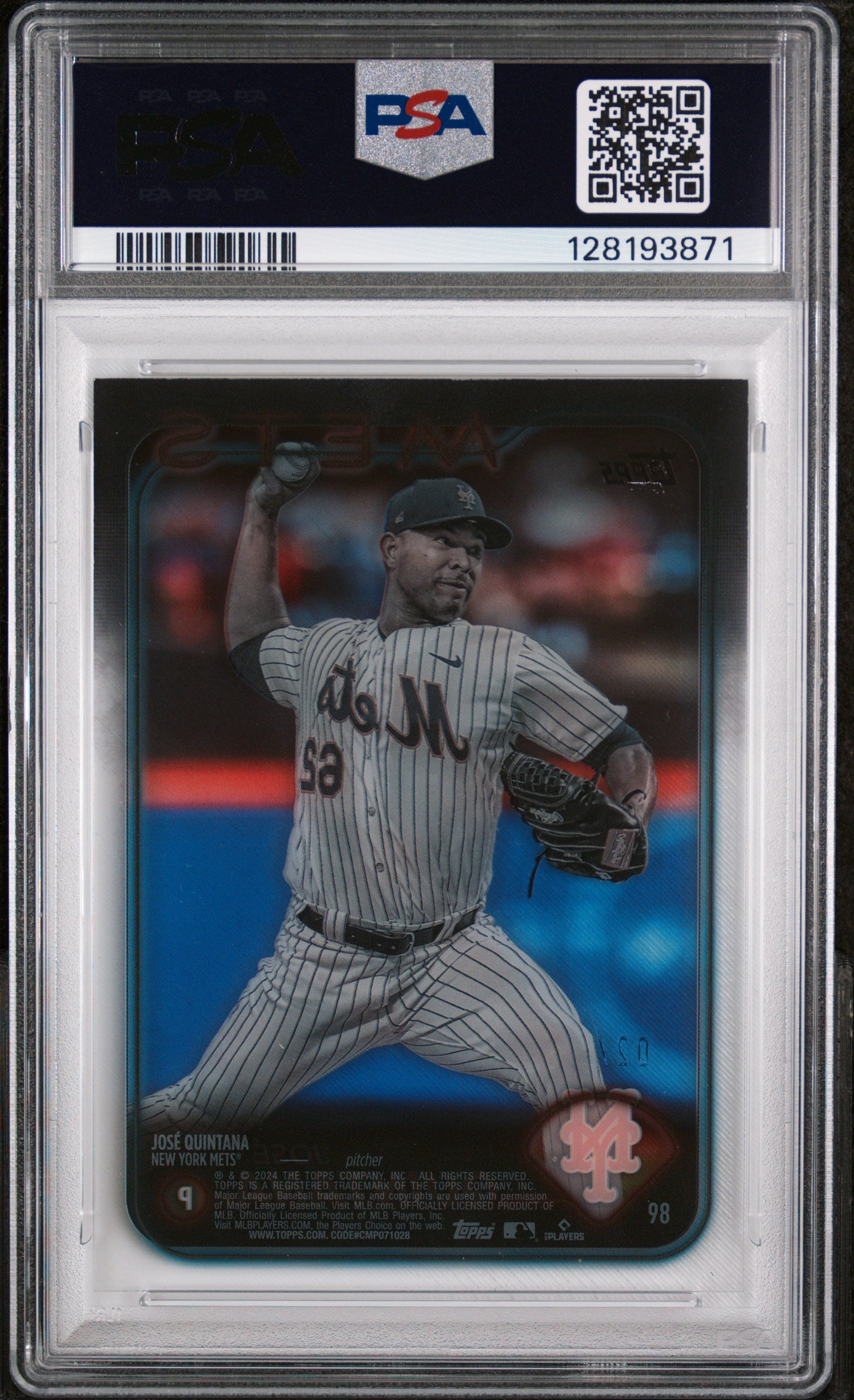 2024 Topps Clear Jose Quintana #98 /10 PSA 8