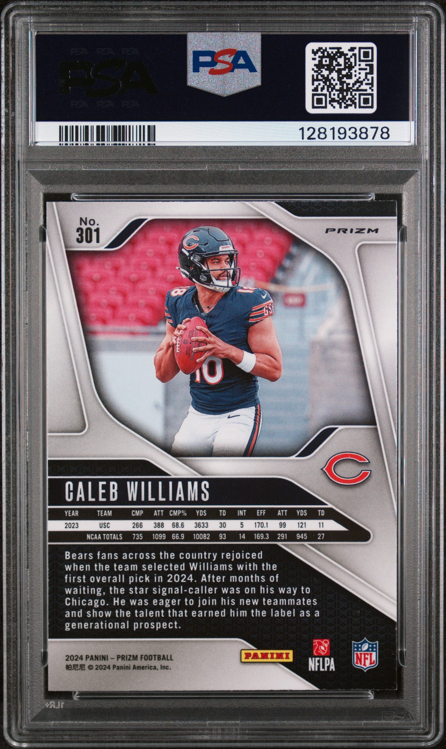 2024 Prizm Prizms Pink Wave Caleb Williams #301 PSA 9