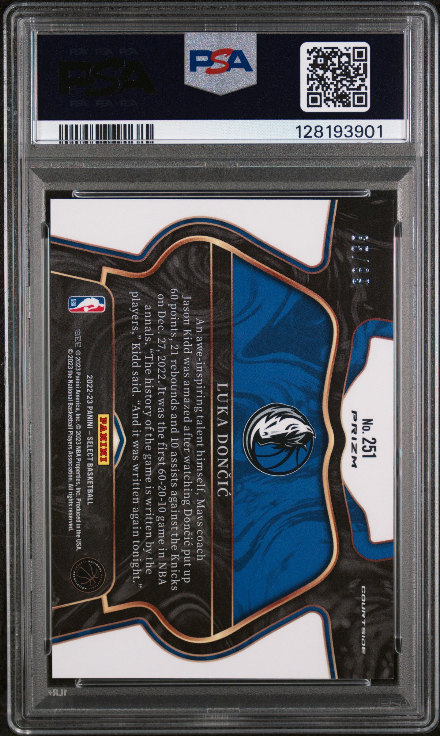 2022 Panini Select Light Blue Disco Luka Doncic #251 /299 PSA 9