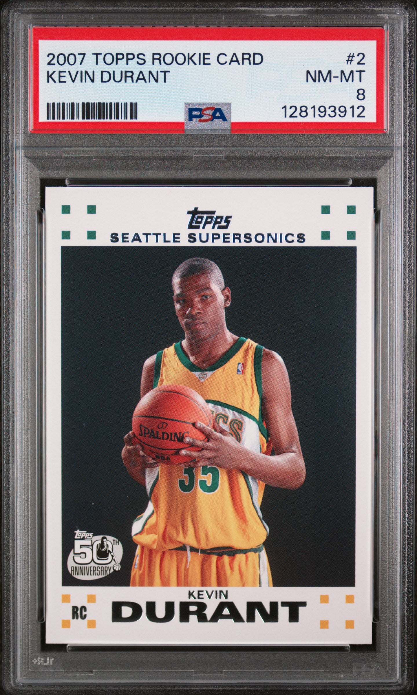 2007 Topps Rookie Card Kevin Durant #2 /14 PSA 8
