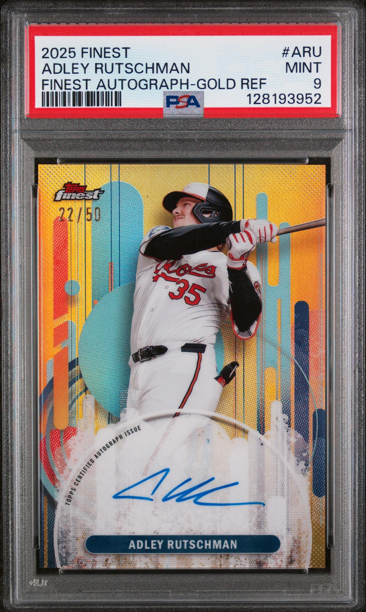 2025 Topps Finest Finest Autographs Gold Refractor Adley Rutschman #ARU /50 PSA 9