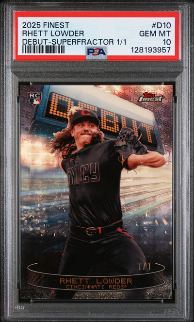 2025 Topps Finest Debut Superfractor 1/1 Rhett Lowder #D10 PSA 10