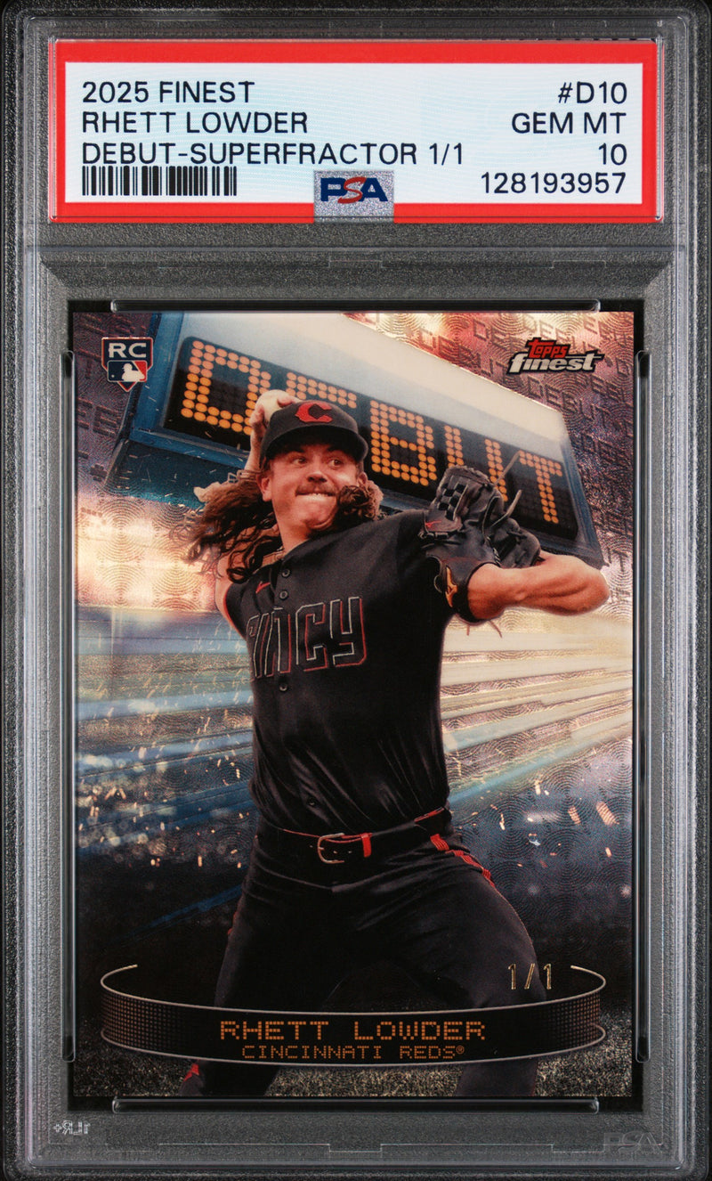 2025 Topps Finest Debut Superfractor 1/1 Rhett Lowder #D10 PSA 10