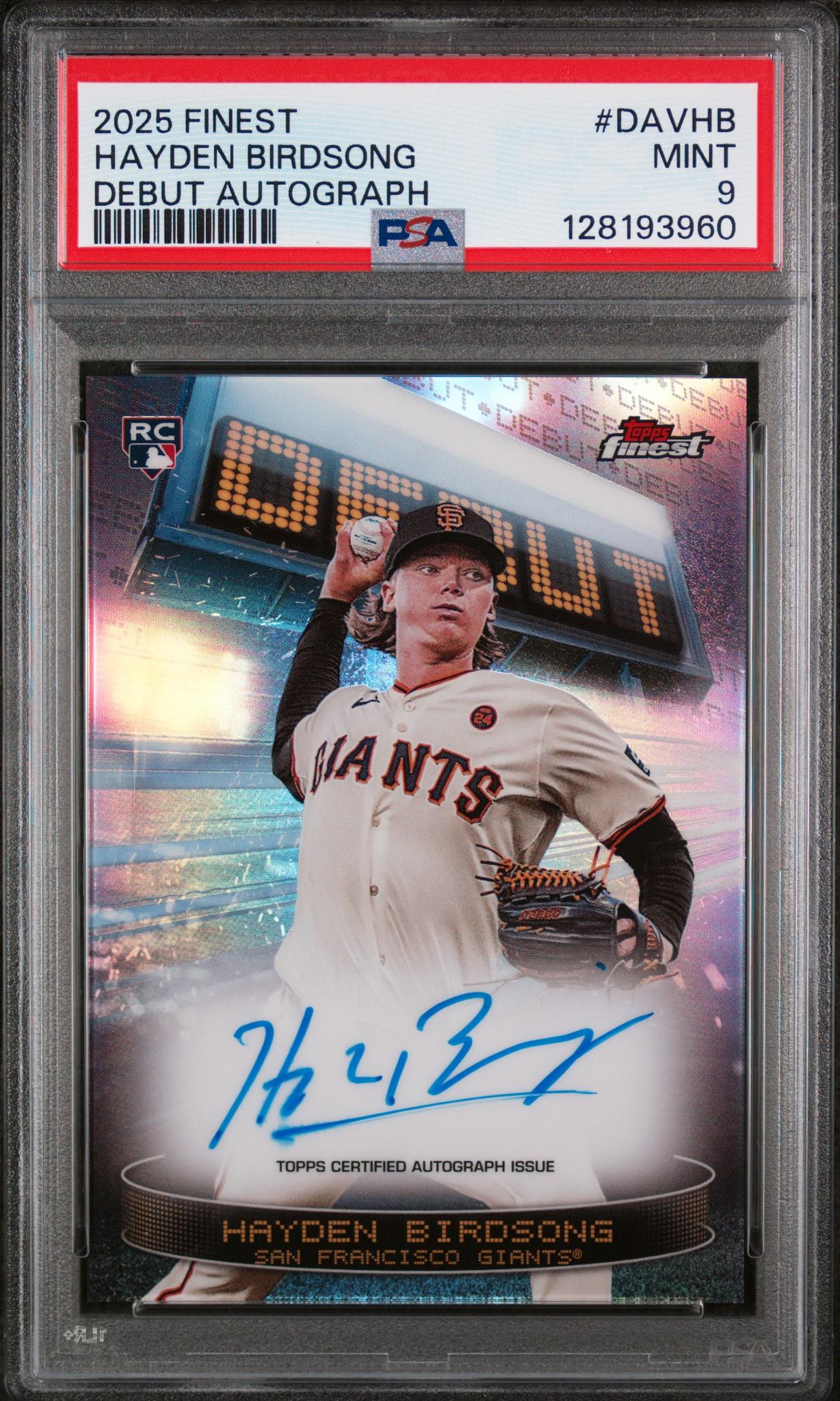 2025 Topps Finest Debut Autographs Hayden Birdsong #DAVHB PSA 9