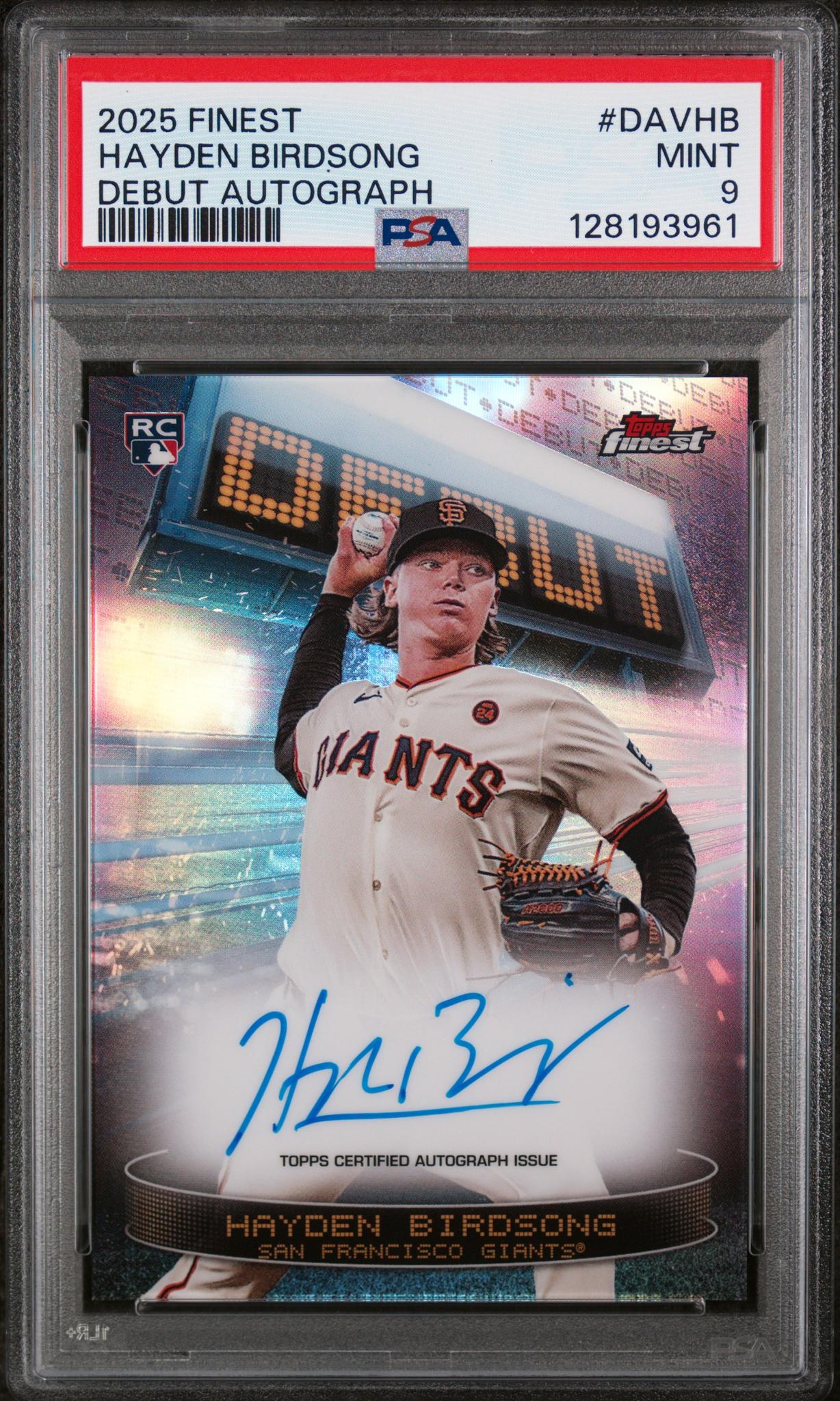 2025 Topps Finest Debut Autographs Hayden Birdsong #DAVHB PSA 9