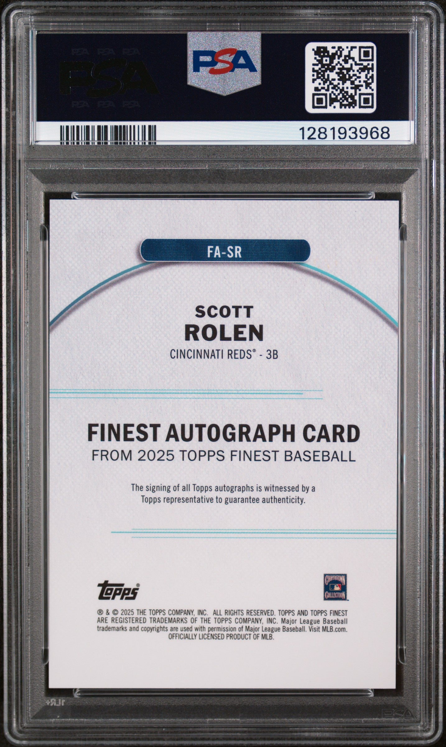 2025 Topps Finest Finest Autographs Purple Refractor Scott Rolen #SR /125 PSA 9