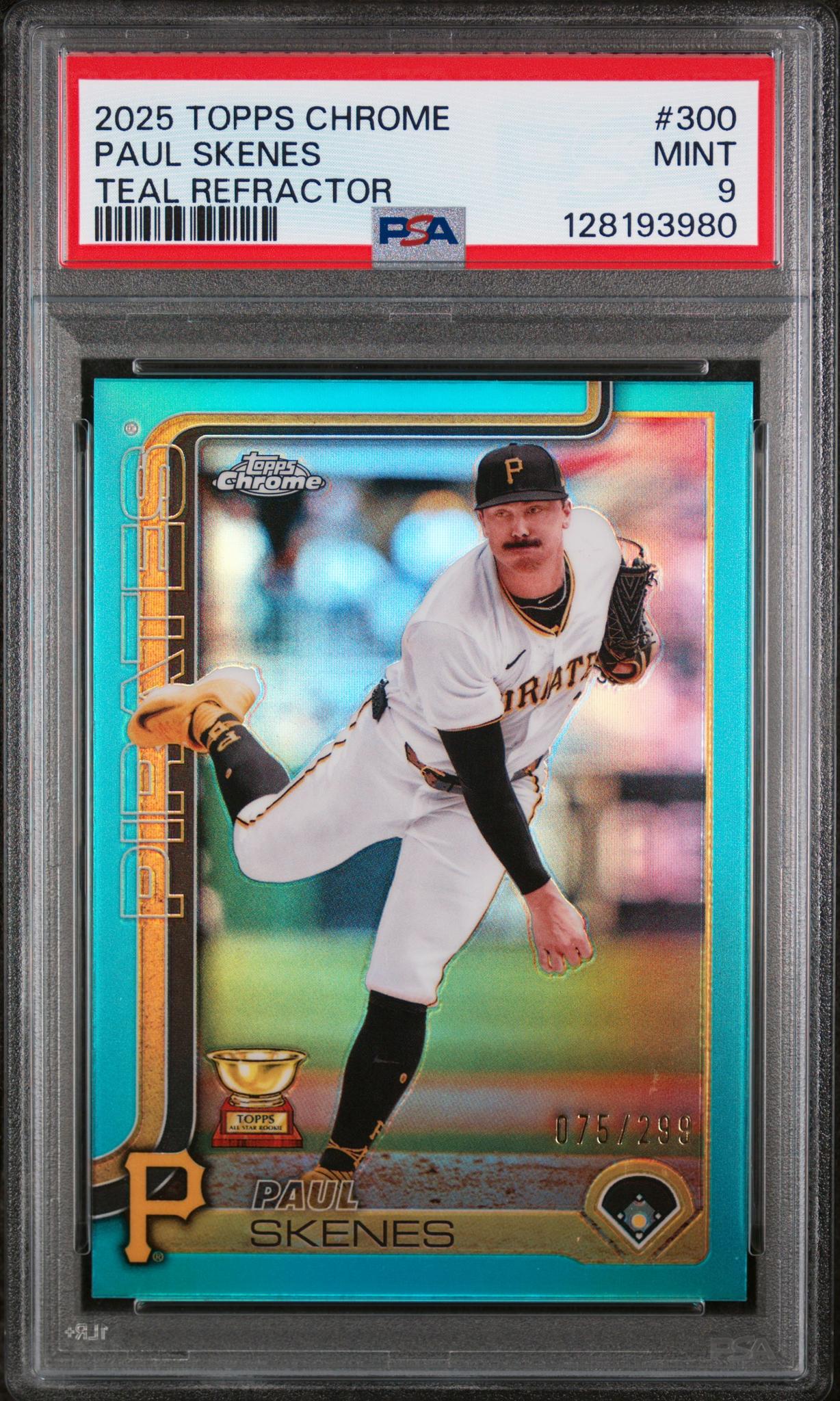 2025 Topps Chrome Teal Refractor Paul Skenes #300 /299 PSA 9