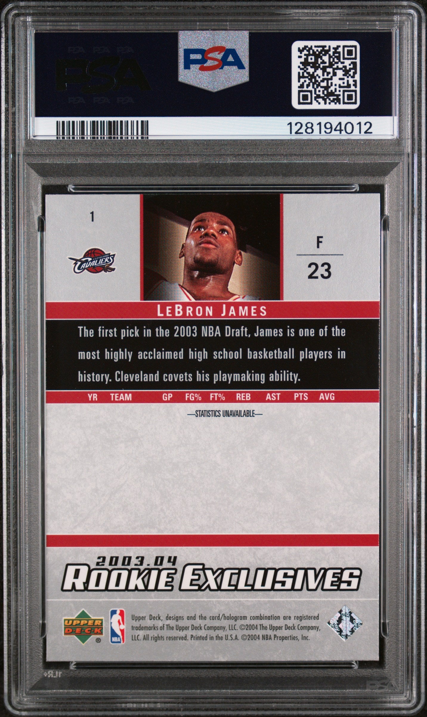2003 Upper Deck Rookie Exclusives LeBron James #1 PSA 9
