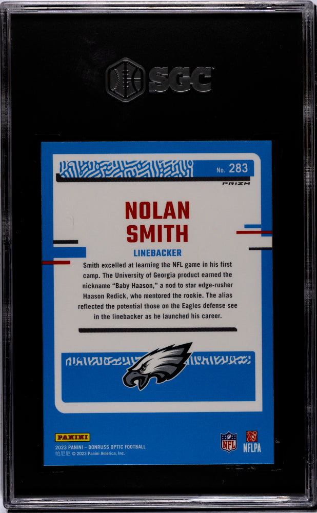 2023 Panini Donruss Optic #283 Nolan Smith Holo Rookie SGC 8