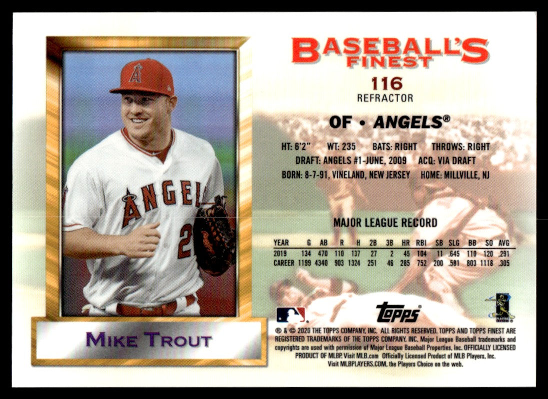 2020 Topps Finest Flashbacks #116 Mike Trout Refractor