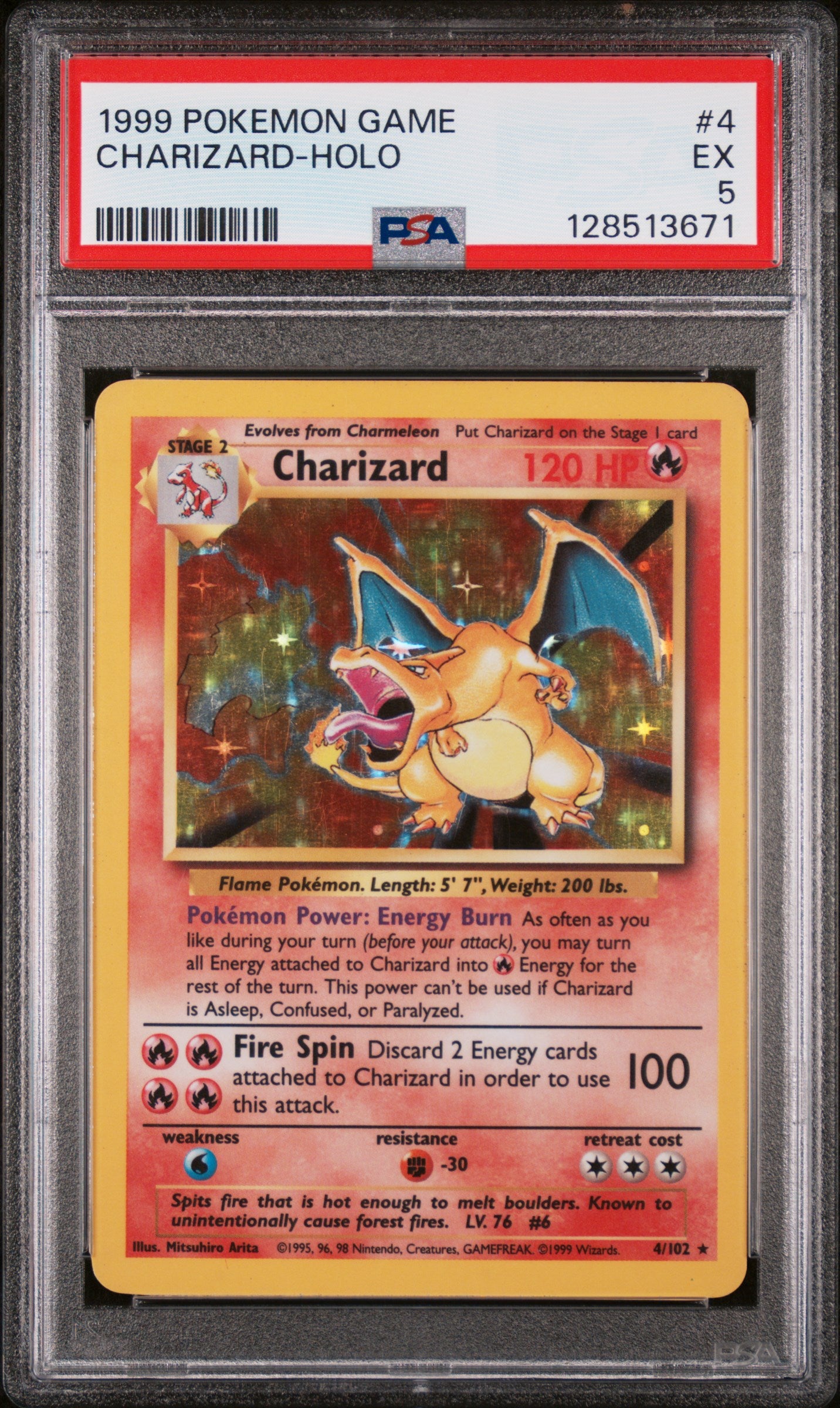 1999 Pokemon Base Set Holo Charizard #4 PSA 5