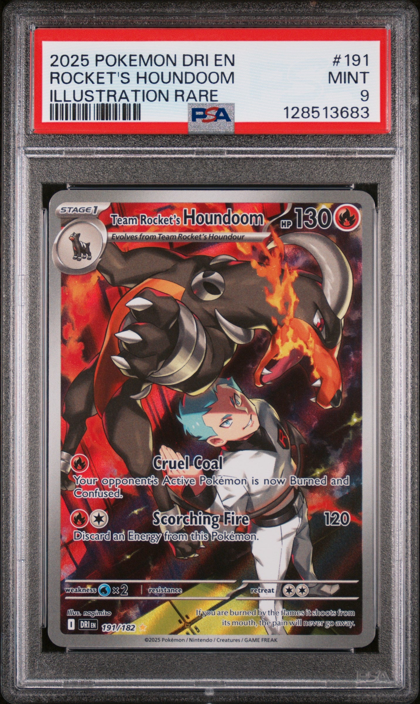 2025 Pokemon Scarlet and Violet Destined Rivals Illustration Rare Team Rocket's Houndoom #191 PSA 9