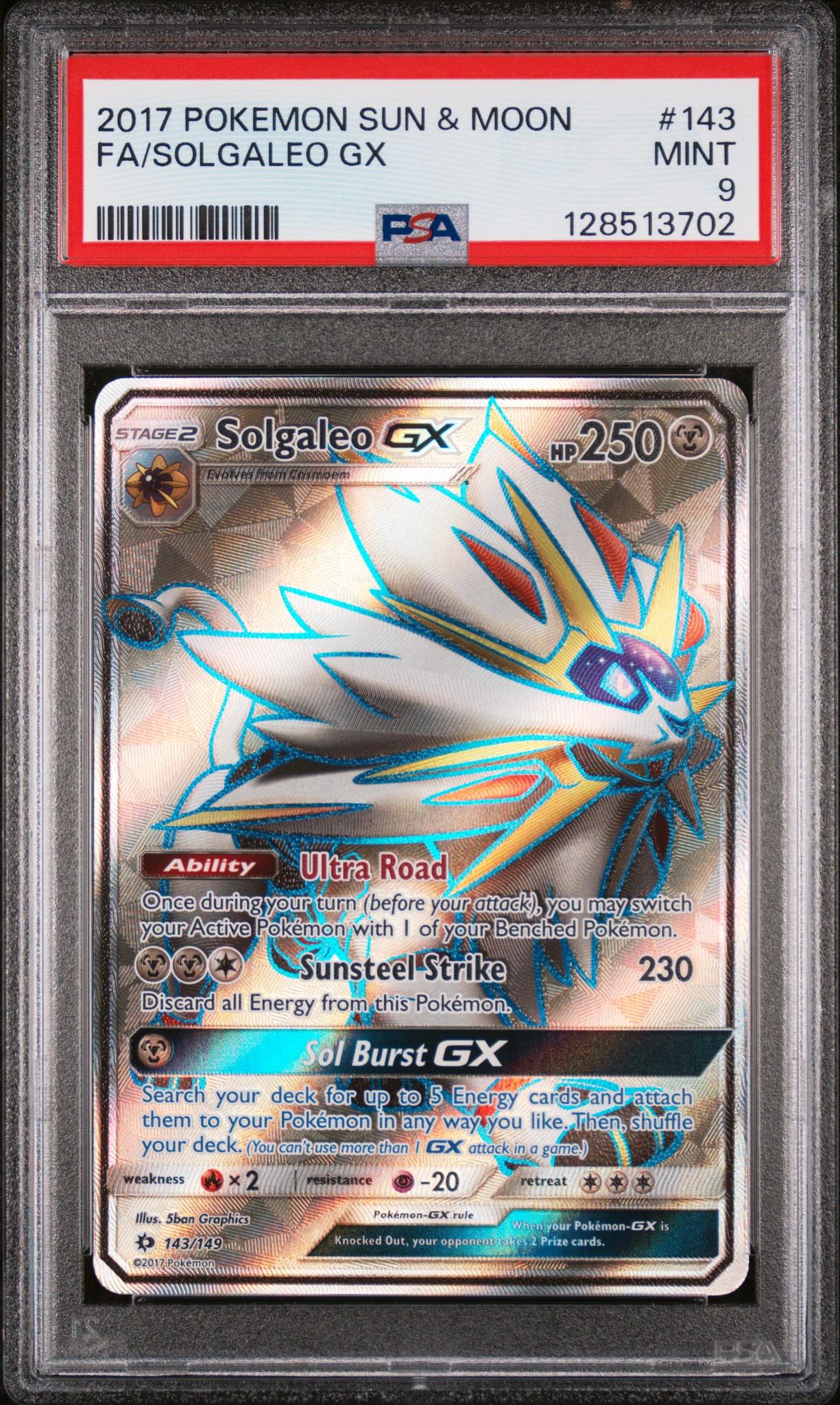 2017 Pokemon Sun and Moon Solgaleo Gx #143 PSA 9