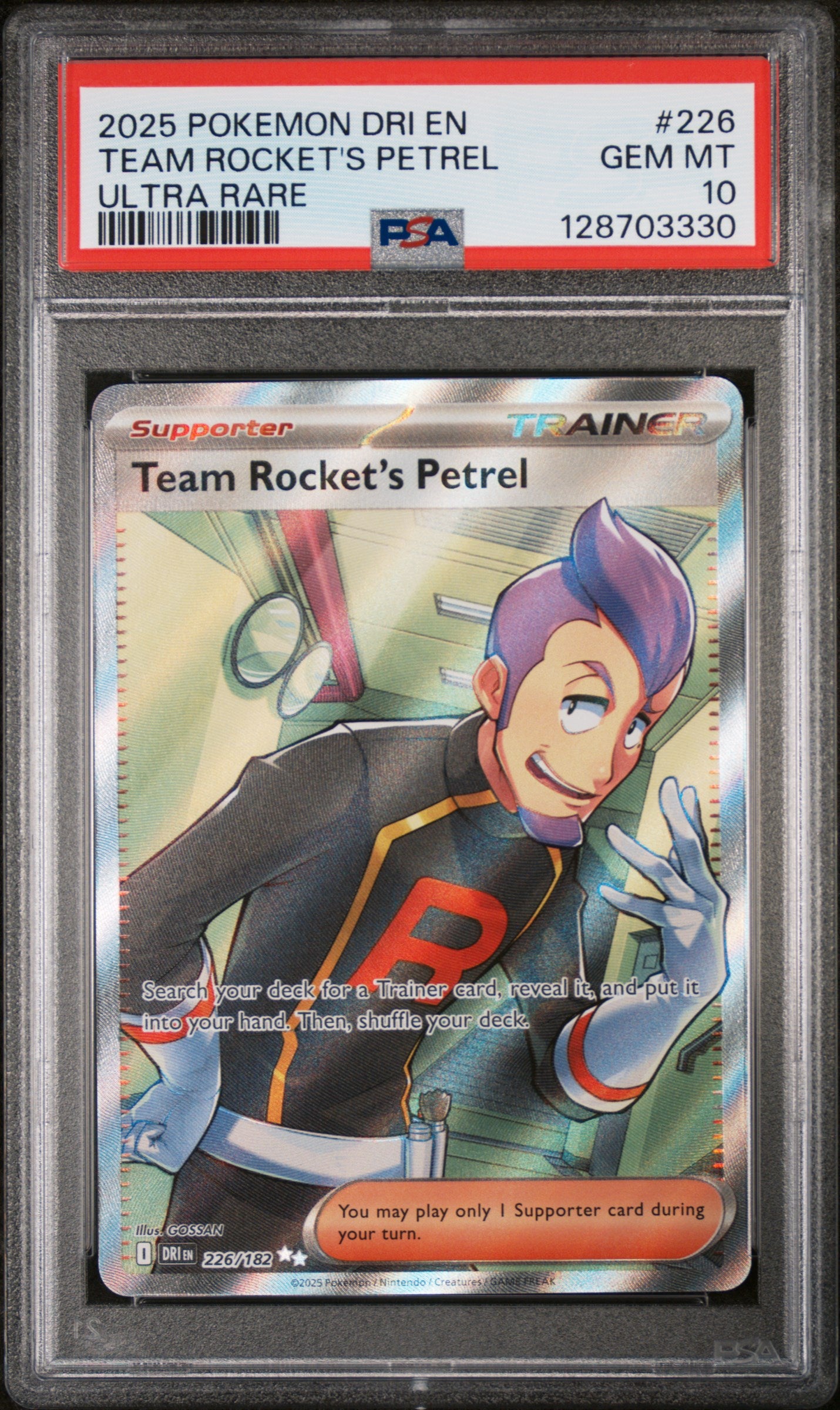 2025 Pokemon Destined Rivals Ultra Rare Holo Team Rocket's Petrel #226 PSA 10