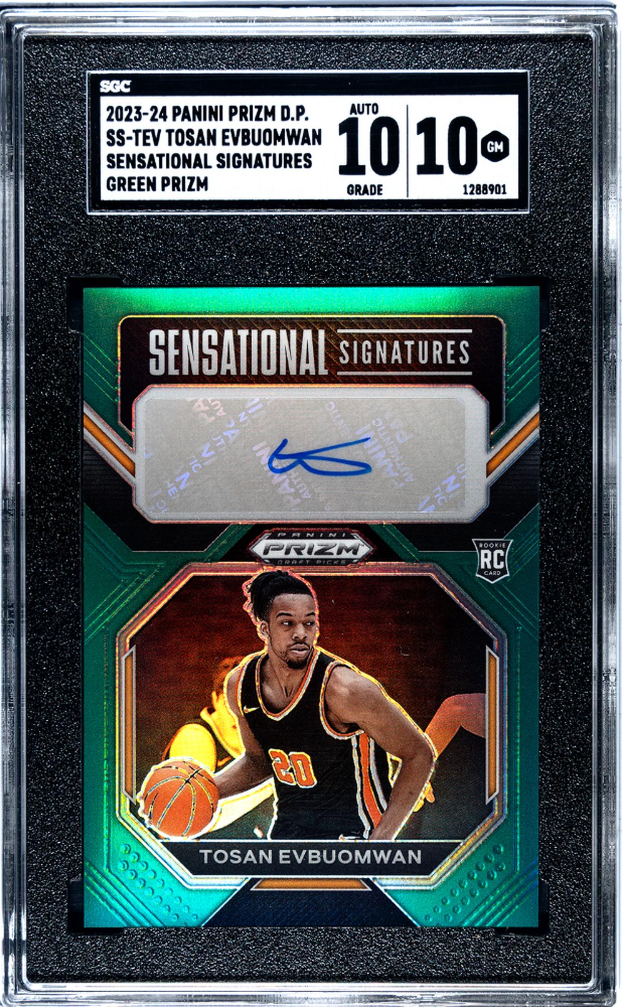 2023-24 Panini Prizm Draft Picks #SS-TEV Tosan Evbuomwan Sensational Sigs. Green Prizm SGC 10