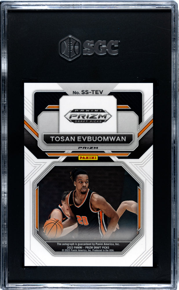 2023-24 Panini Prizm Draft Picks #SS-TEV Tosan Evbuomwan Sensational Sigs. Green Prizm SGC 10