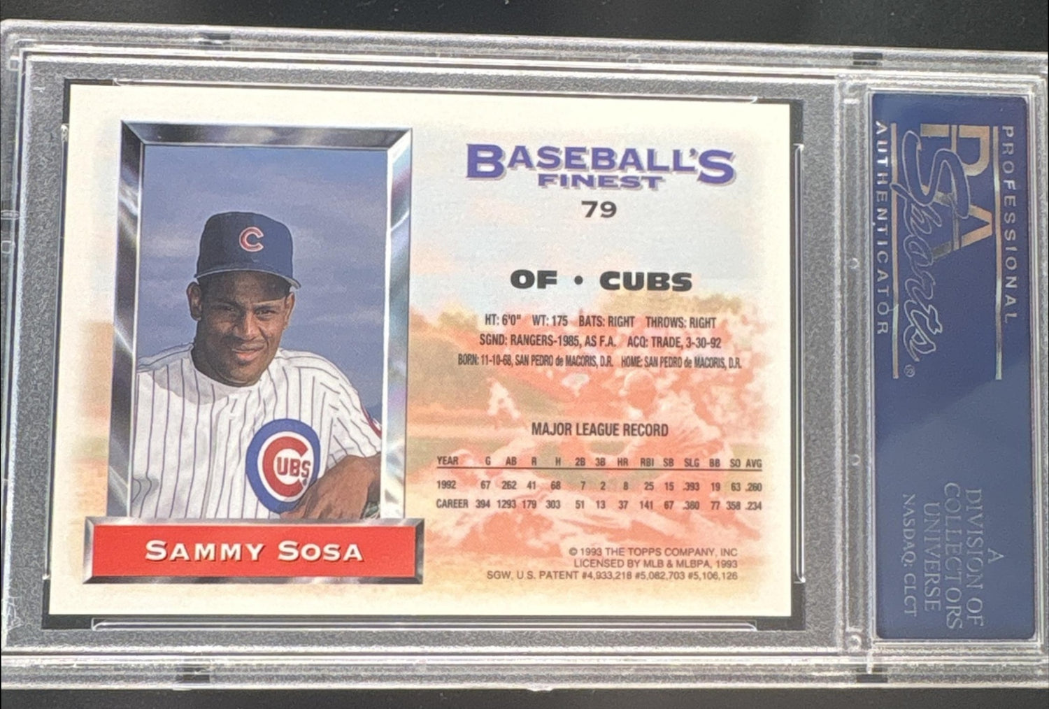 1993 Finest Refractor Sammy Sosa #79 /241 PSA 9
