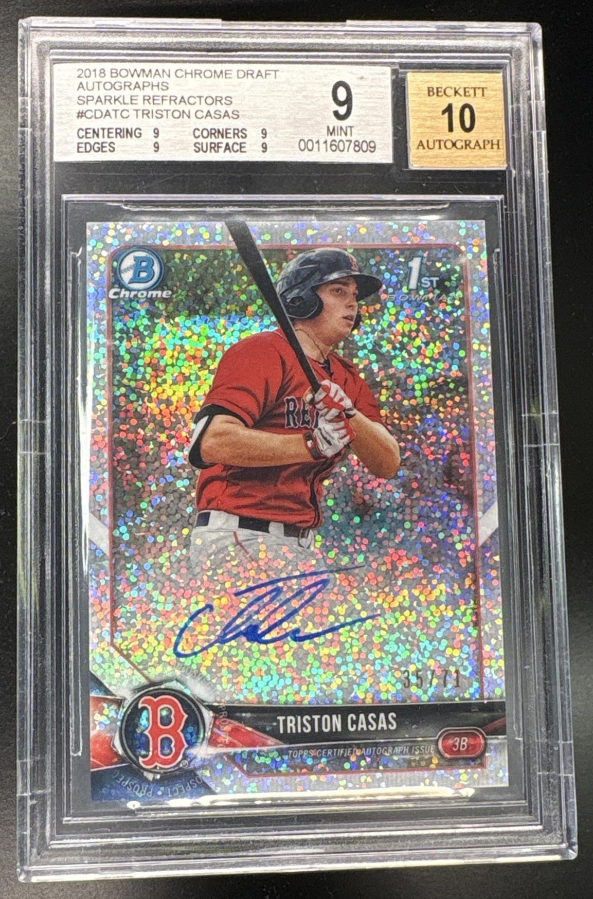 2018 Bowman Chrome Triston Casas 1st Sparkle Auto /75 BGS 9