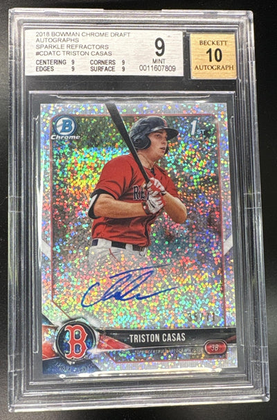 2018 Bowman Chrome Draft Triston Casas Sparkle Refractor Auto #CDA-TC /71 BGS 9