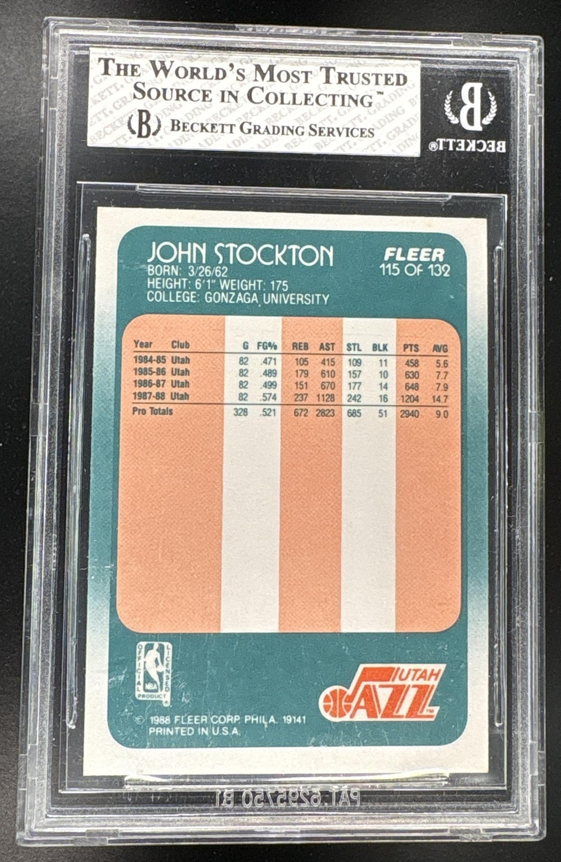 1988 Fleer John Stockton #115 BGS 7.5