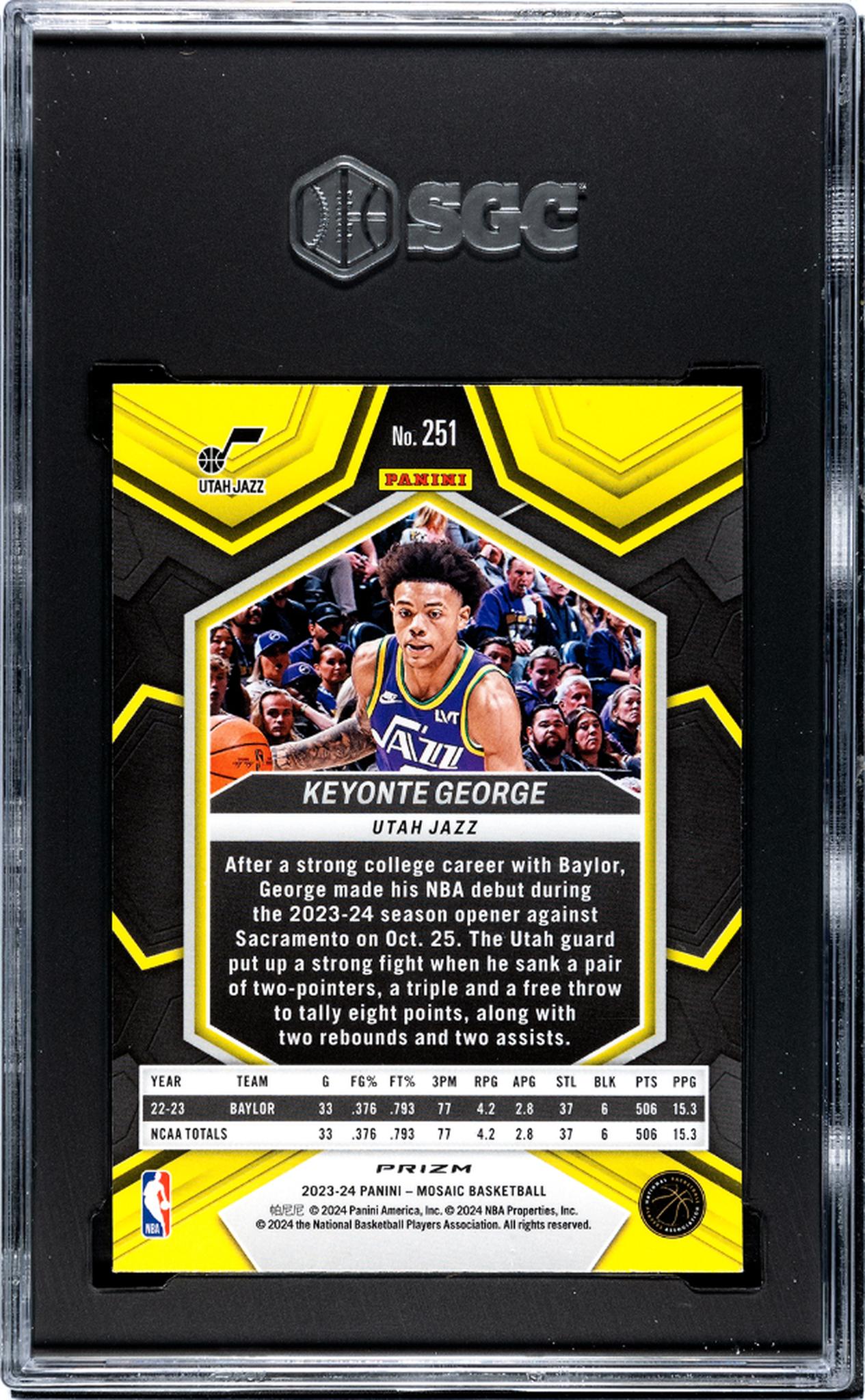 2023 Panini Mosaic #251 Keyonte George Green Rookie SGC 9.5