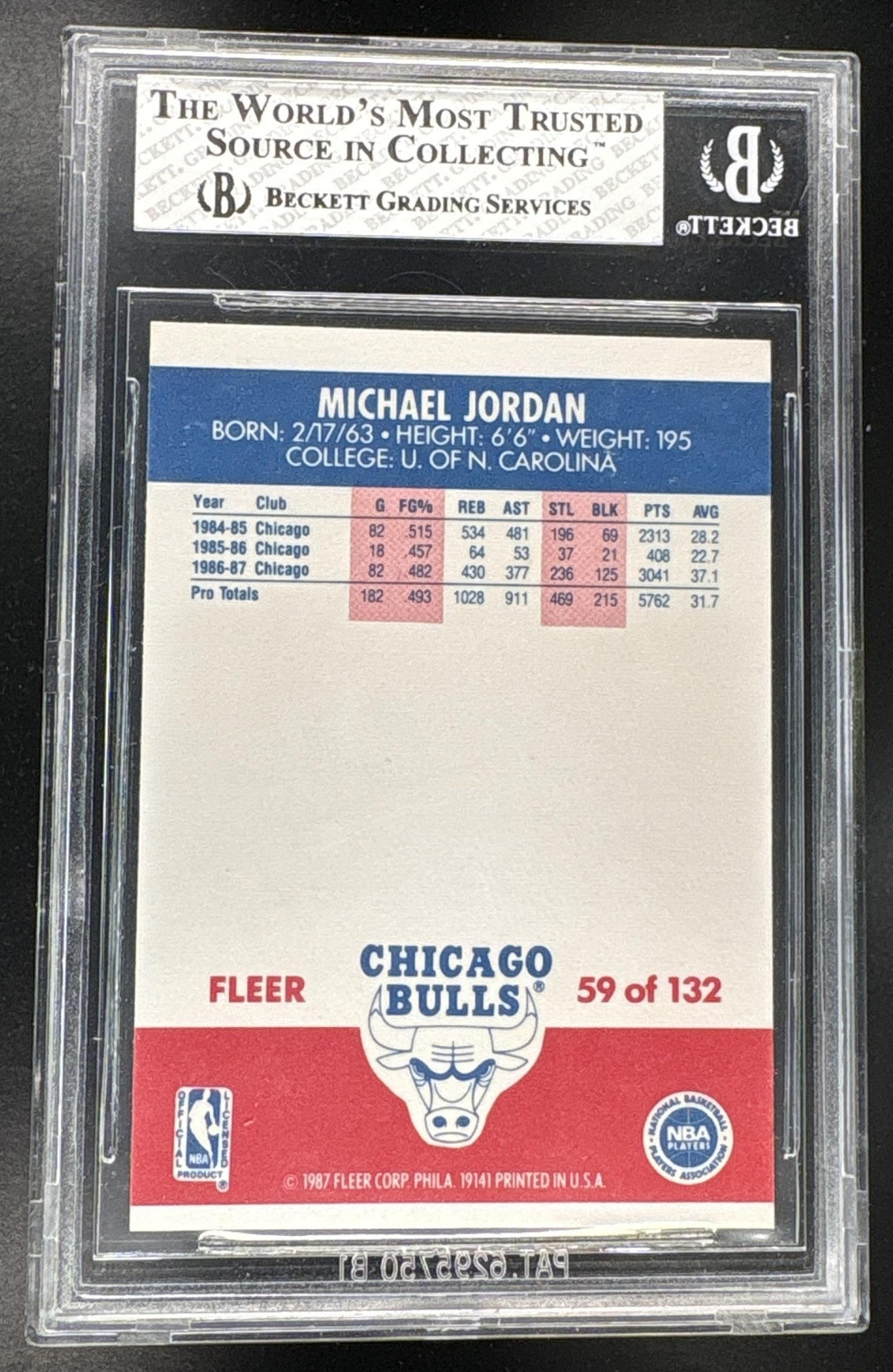 1987-88 Fleer Michael Jordan #59 BGS 8