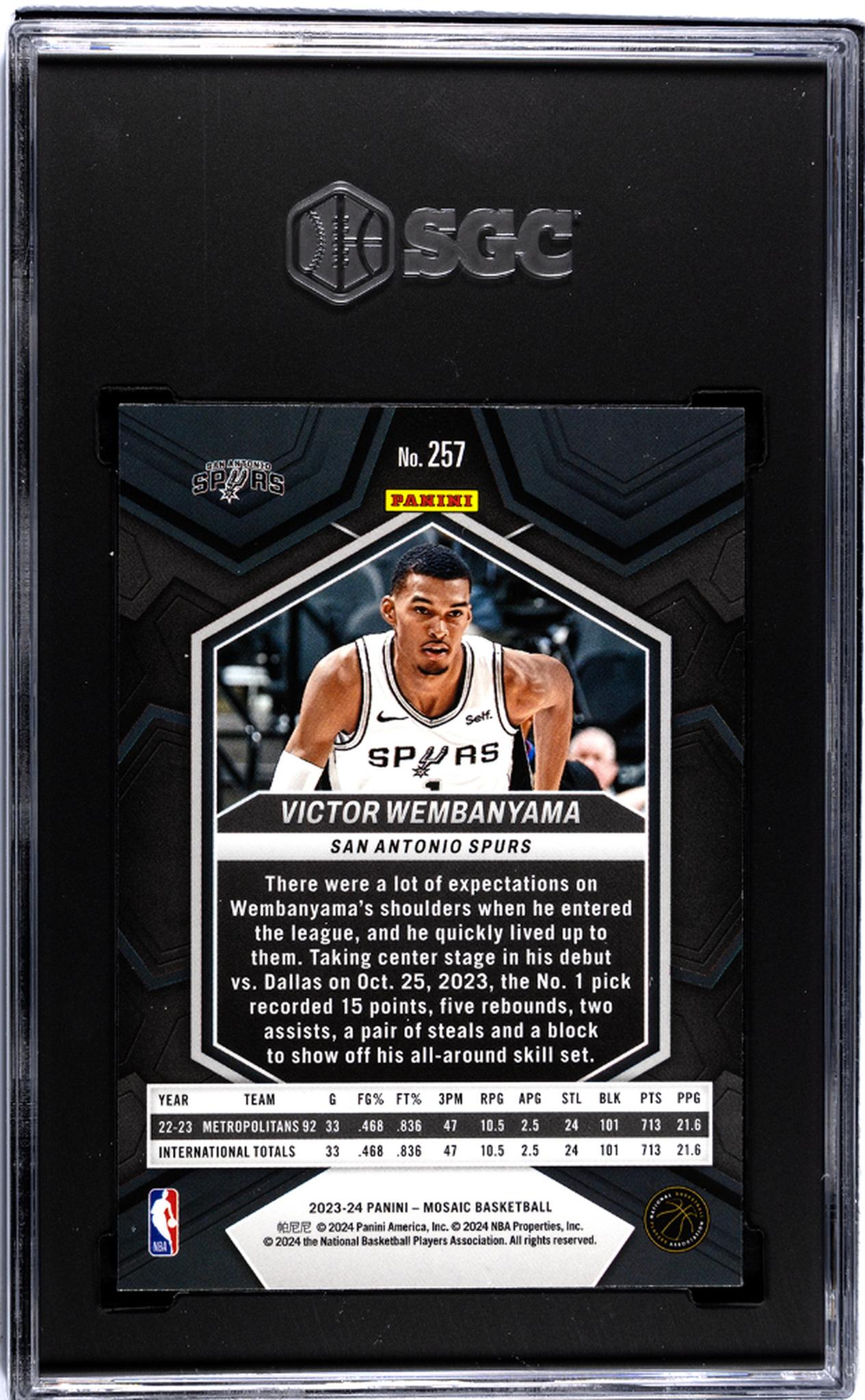 2023-24 Panini Mosaic #257 Victor Wembanyama SGC 9.5