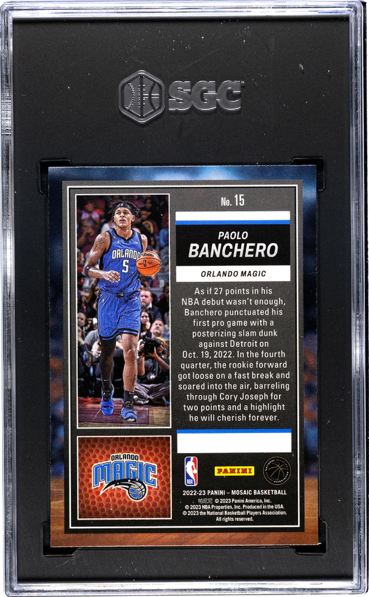 2022-23 Panini Mosaic #15 Paolo Banchero Jam Masters SGC 10