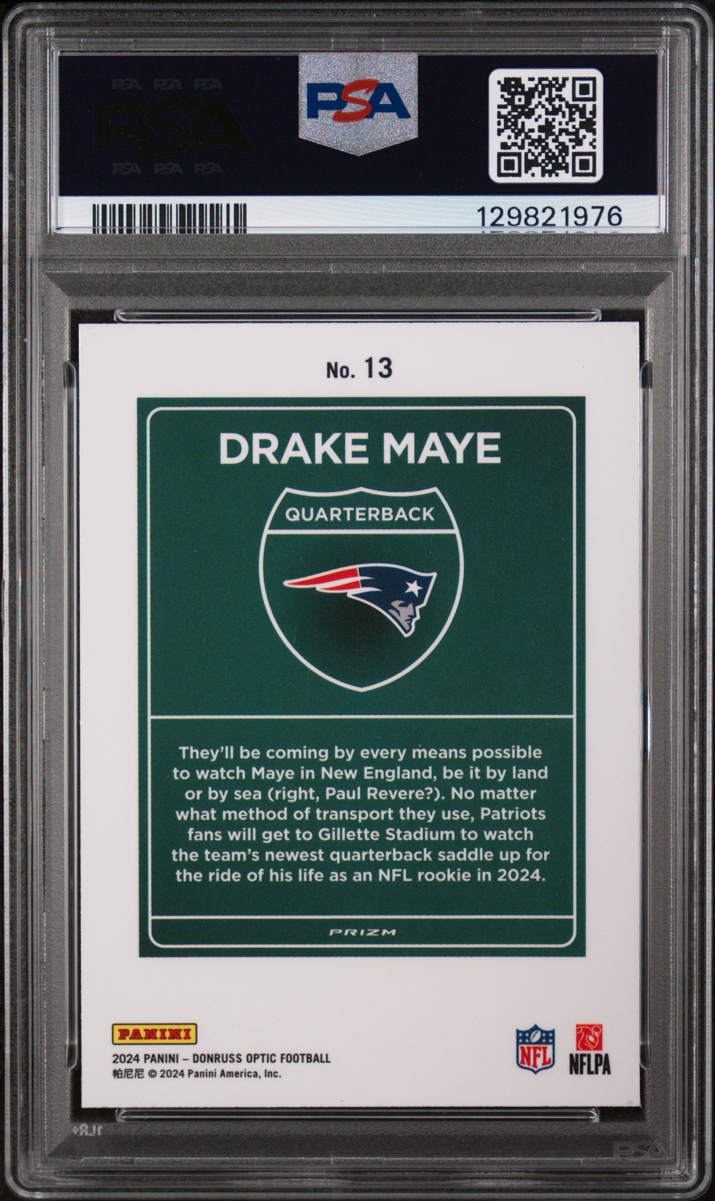 2024 Donruss Optic Downtown Drake Maye #13 PSA 9