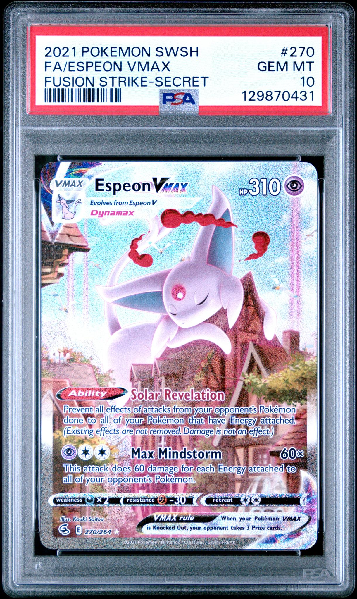2021 Pokemon Sword and Shield Fusion Strike Secret Rare Espeon Vmax #270 PSA 10