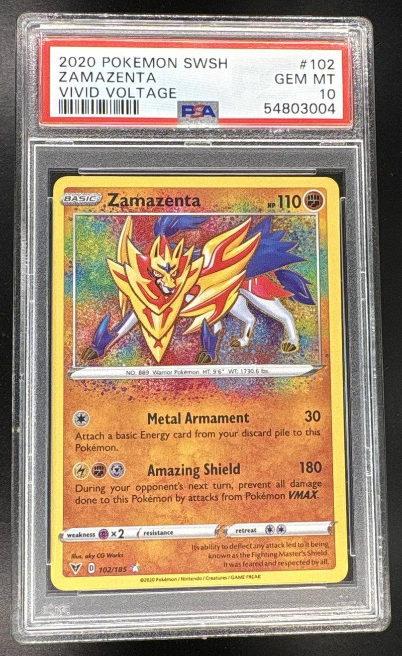 2020 Pokemon Sword and Shield Vivid Voltage Zamazenta #102 PSA 10