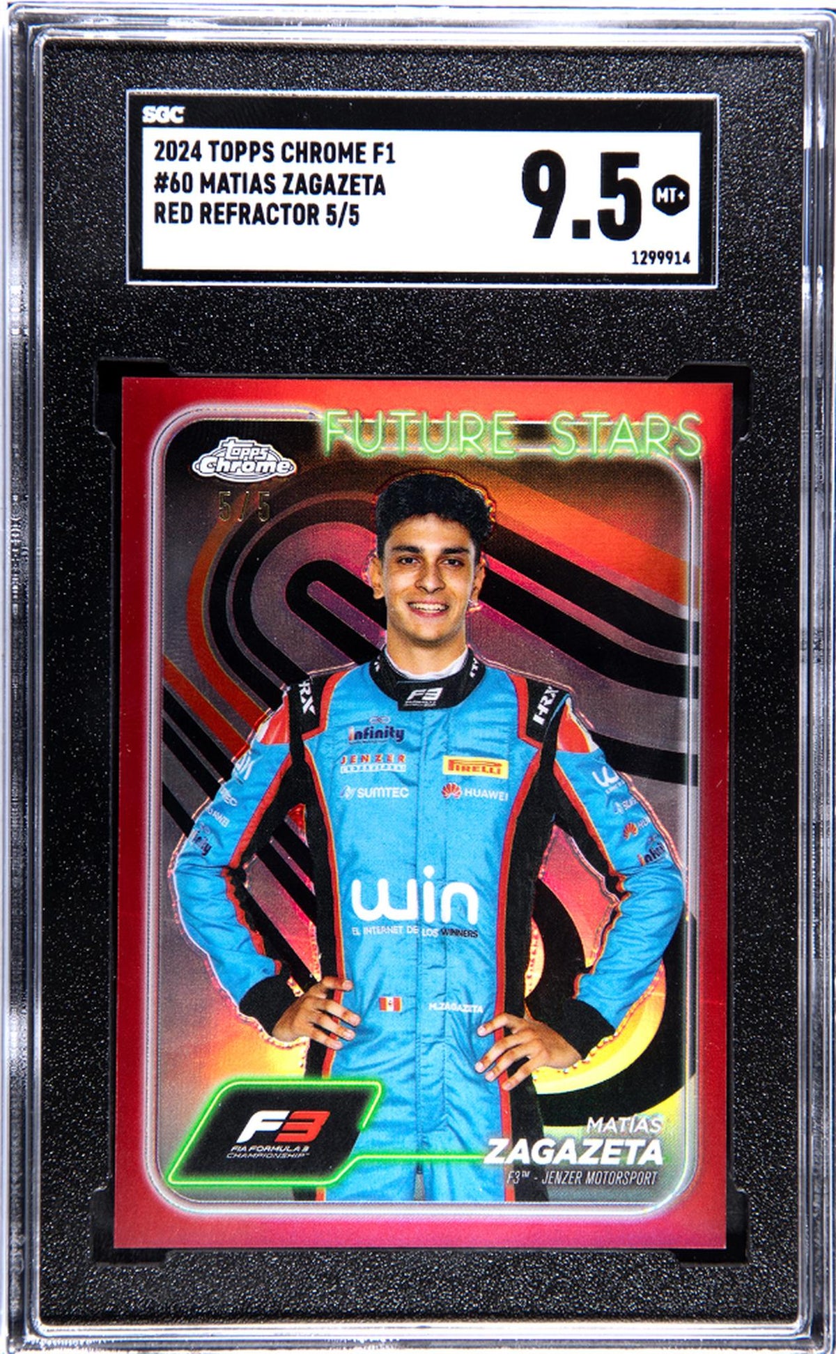 2024 Topps Chrome F1 #60 Matias Zagazeta Red Refractor 5/5 SGC 9.5