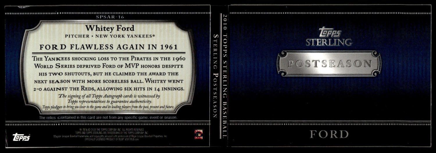 2010 Topps Sterling SPSAR-16 Whitey Ford Sterling Postseason /10 New York Yankees Auto